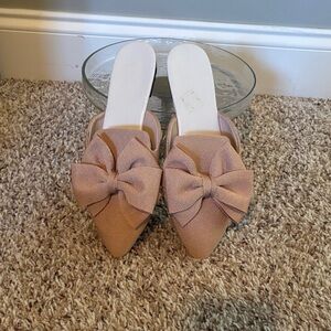 SHEIN Tan Bow Mules